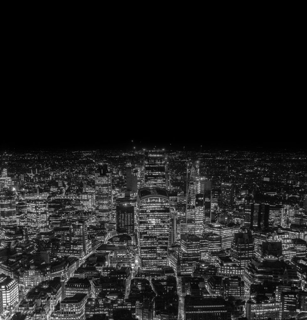 Blacked and white city skyline